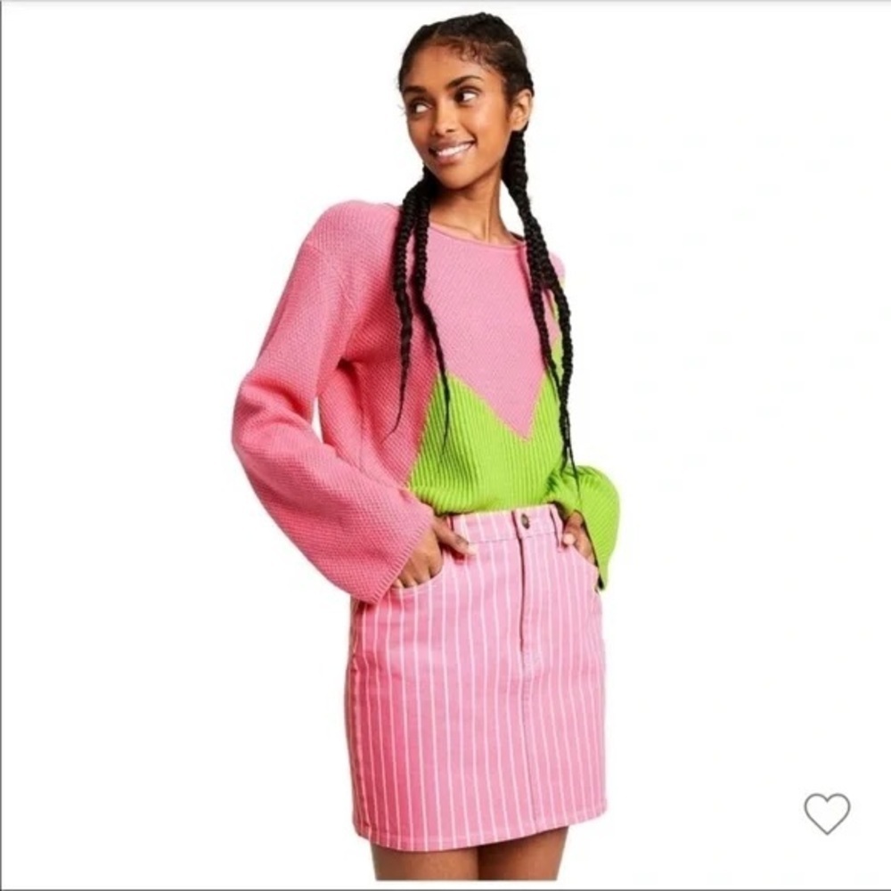 Victor Glemaud for Target Barbie Pink/White Pinstripe High-Rise Mini Skirt